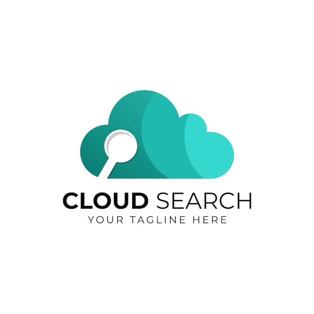 cloud search logo cloud and magnifying glass logo vector