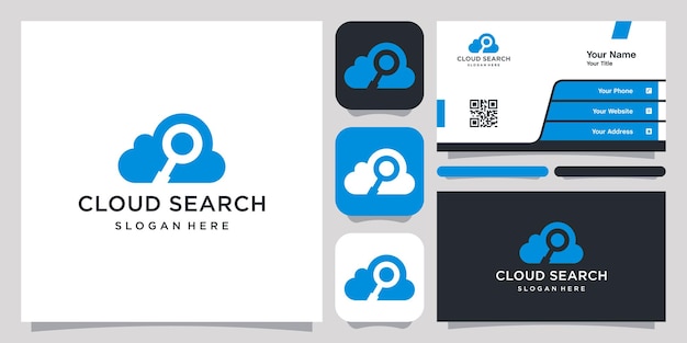 cloud search logo icon symbol template logo and business card