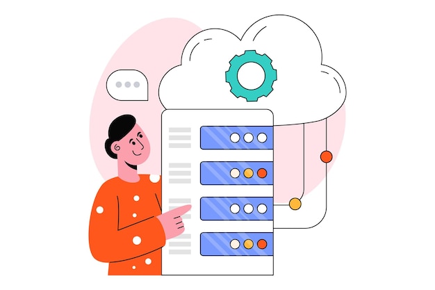 Cloud Server Flat Style Design Vector illustration. Stock illustration