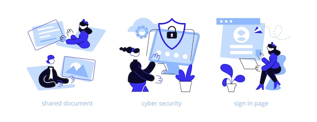 Cloud service access abstract concept illustration set.