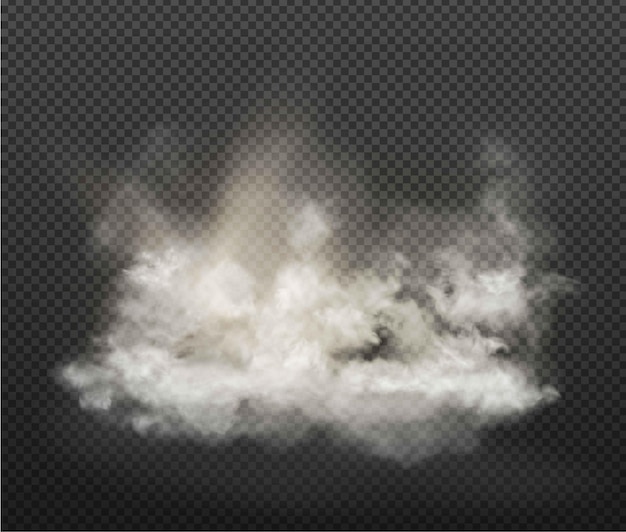 Cloud set and smoke isolated on transparent background