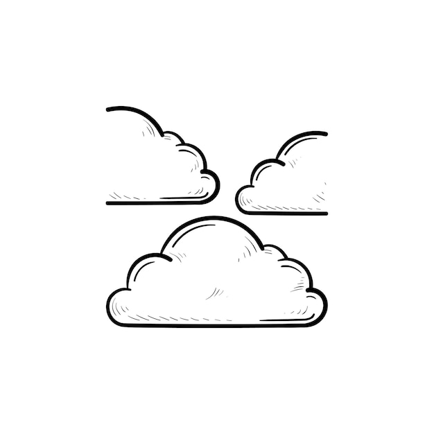 Cloud in the sky hand drawn outline doodle icon. Meteorology and weather forecast, cloudy concept. Vector sketch illustration for print, web, mobile and infographics on white background.