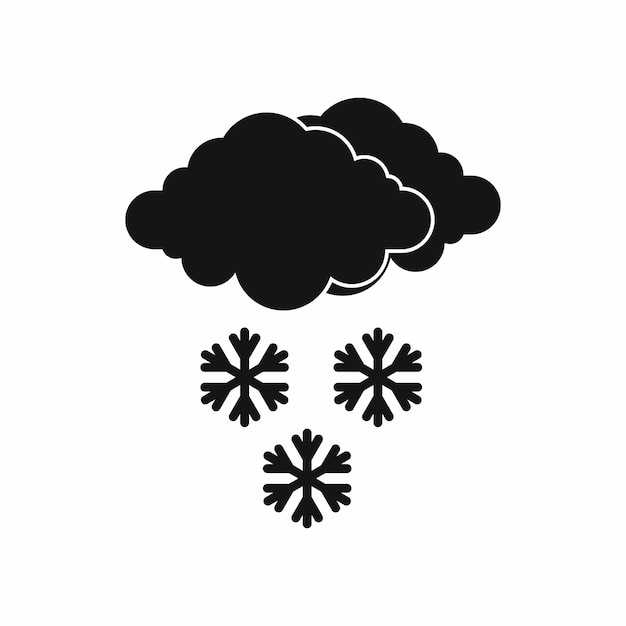 Cloud and snowflakes icon in simple style isolated on white background