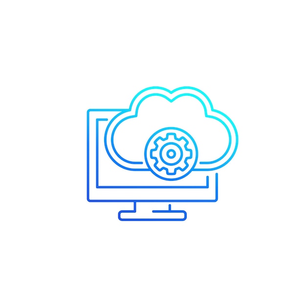 Cloud solutions icon, line vector