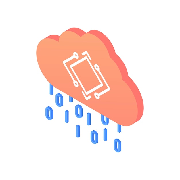 Vector cloud storage cloud icon with encrypted data vector illustration