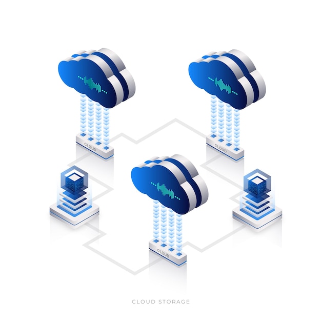 cloud storage technology isometric style