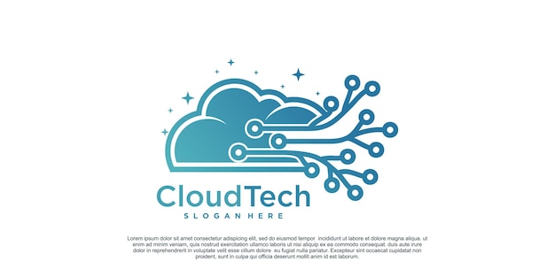 Cloud tech logo design simple concept Premium Vector