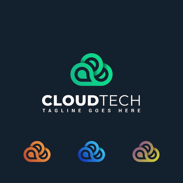 Cloud technology data communication logo