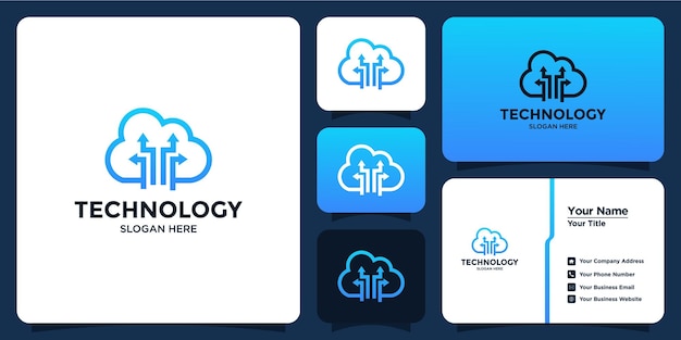 Cloud technology design logo and business card