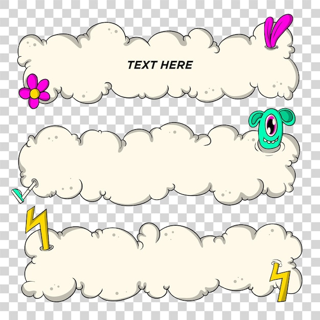 Cloud For Text collection hand drawn illustration