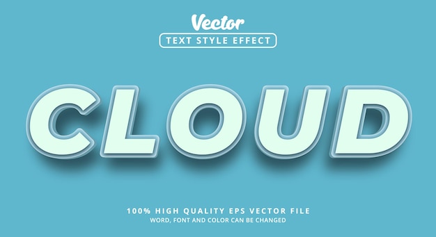 Cloud text with color blue style Editable text effect