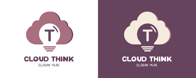 Cloud Think Logo Design with Letter T