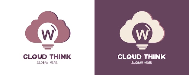 Cloud Think Logo Design with Letter W