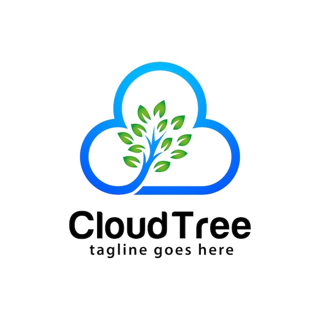 Cloud tree logo design template