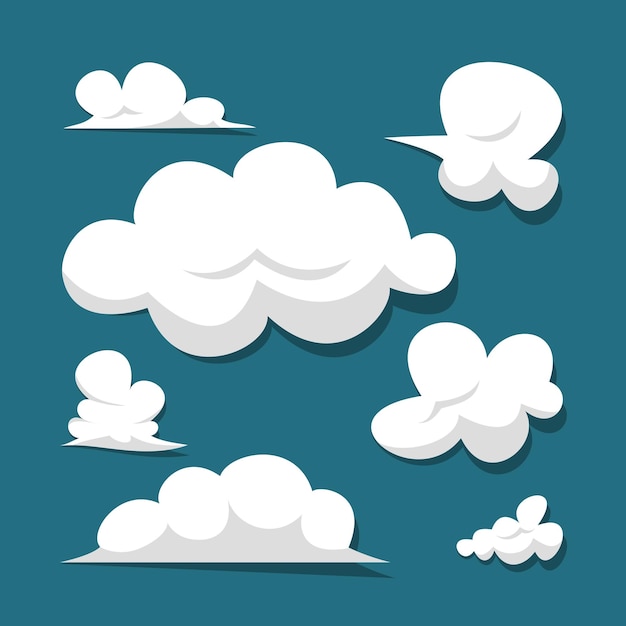 Cloud vector set with cartoon style