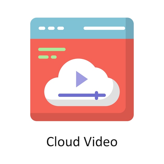 Cloud Video Vector Flat Icon Design illustration