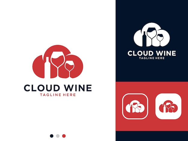 Cloud wine modern logo design