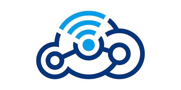 Cloud and wireless signal logo design icon vector illustration