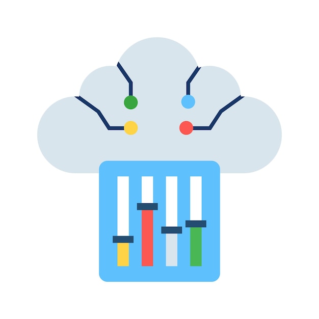 Vector cloud with adjustment panel denoting concept flat icon of cloud maintenance