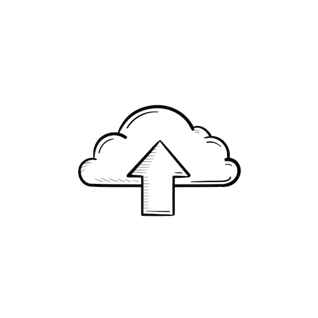 Cloud with arrow up hand drawn outline doodle icon. Cloud upload technology, cloud storage service concept