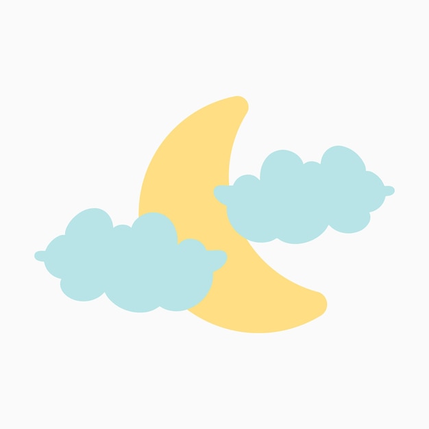 Cloud with half moon illustration