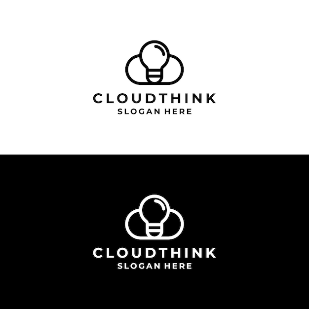 Cloud with Light Bulb Logo Design Inspiration