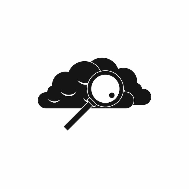 Cloud with magnifying glass icon in simple style isolated on white background