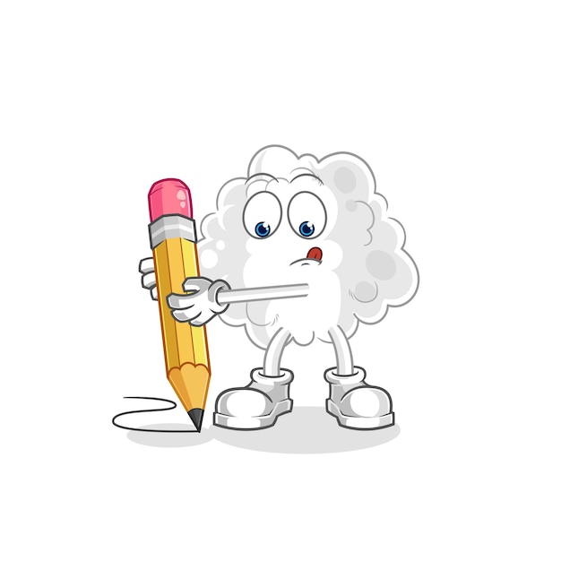 Cloud write with pencil cartoon mascot vector