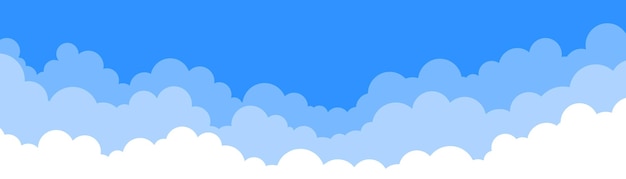 Clouds on Blue sky background simple cartoon design Flat style vector illustration