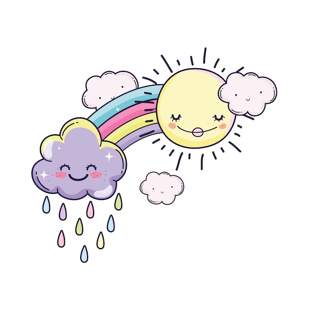 Clouds and rainbow cartoon