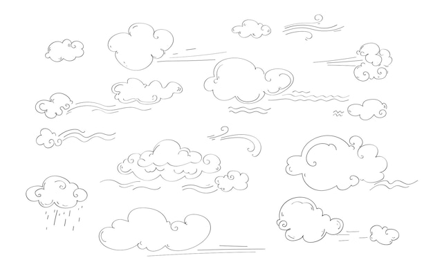 clouds vector doodle line art