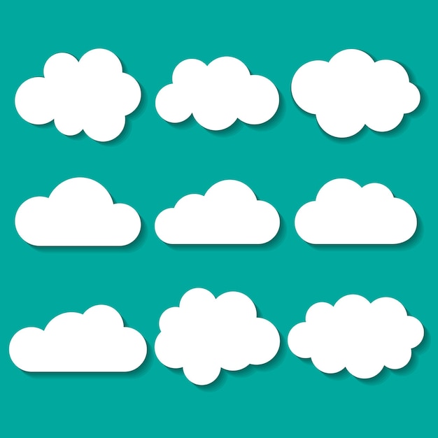 Clouds vector icon set with the shadow