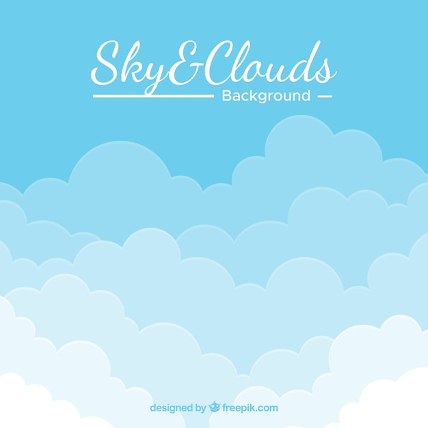 Cloudy sky background in flat style