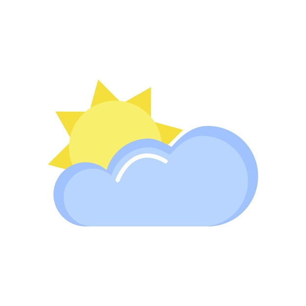 Cloudy weather icon. The sun and the cloud. Flat design.