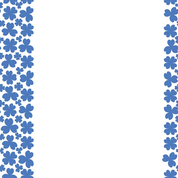 Clover Blue plant Seamless vertical border Trefoil and fourleafed Repeating pattern