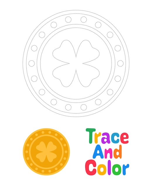 Clover Coin tracing worksheet for kids