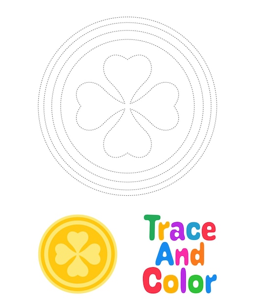 Clover Coin tracing worksheet for kids