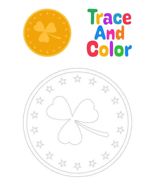 Clover Coin tracing worksheet for kids