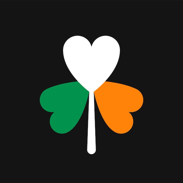 Clover heart shape irish colors flag vector illustration