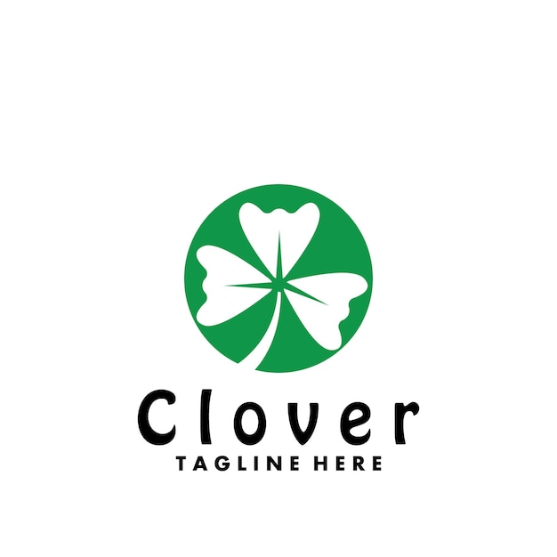 Clover leaf green logo vector illustration design template