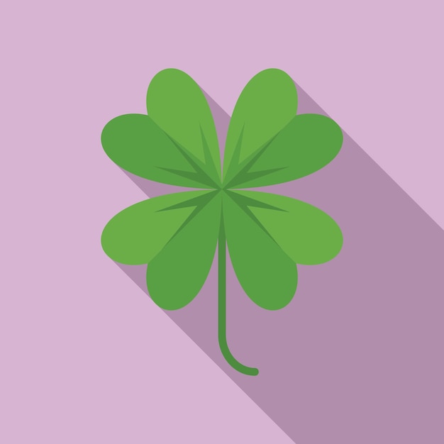 Clover plant icon flat vector Four leaf plant Shamrock irish lucky