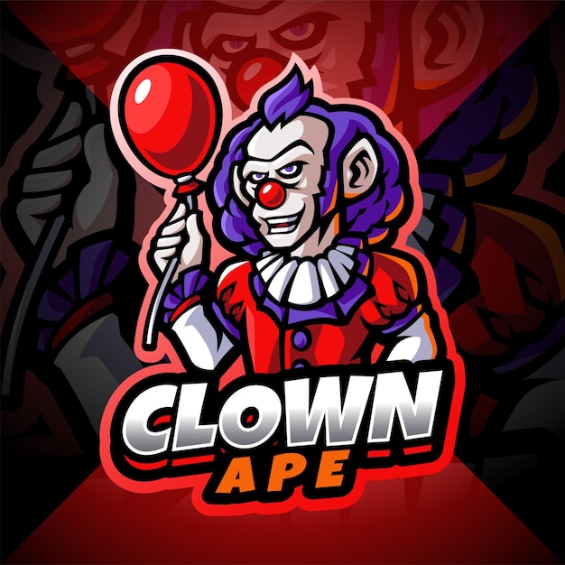 Clown ape esport mascot logo design