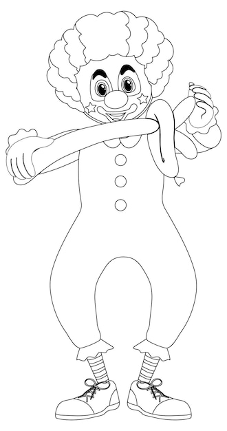 Clown black and white doodle character