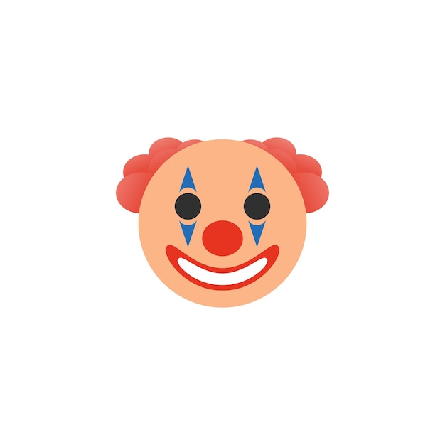 A clown face with a red nose and a red nose.