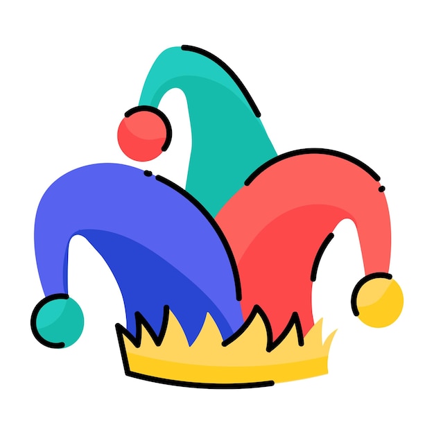 Clown hat sticker deigned in doodle style