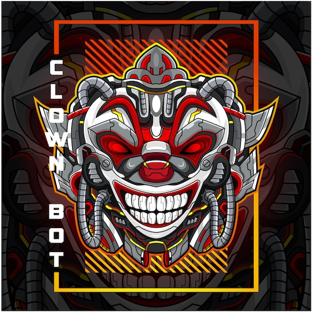 Clown head robot esport mascot logo