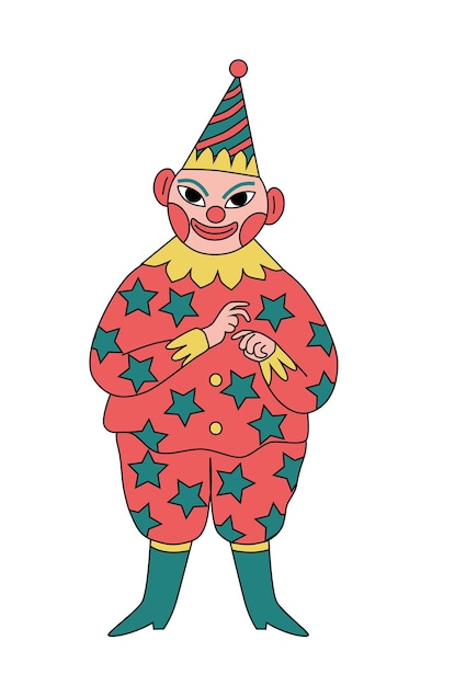 Clown isolated on white background Vector hand drawn illustration