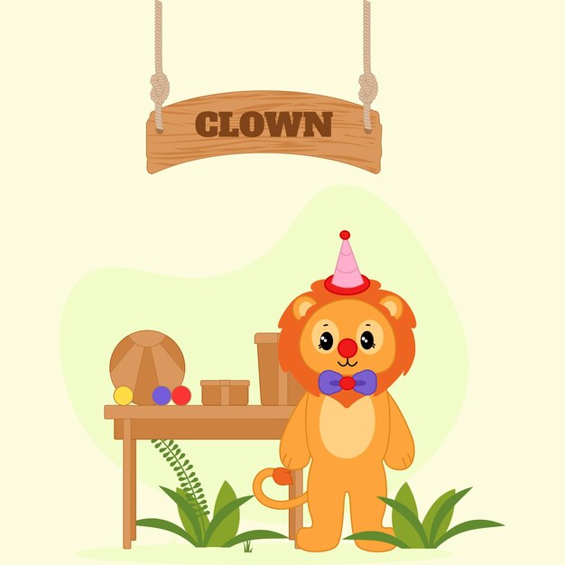 Clown lion concept illustration for kids Vector design