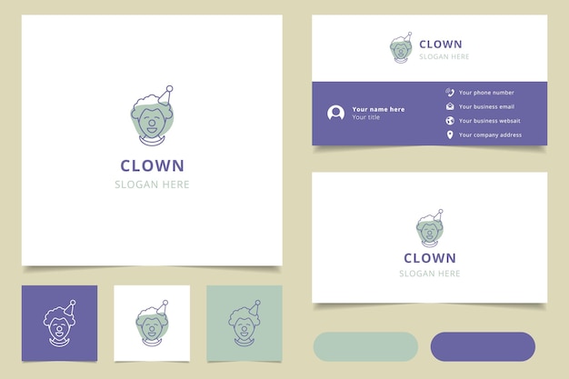 Clown logo design with editable slogan branding book and business card template