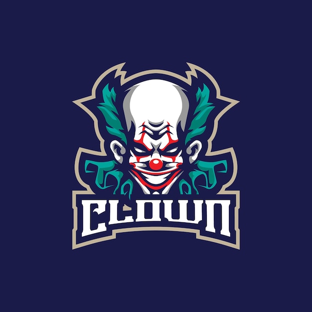 Clown mascot logo design vector with modern illustration concept style for badge emblem and t shirt printing Head clown illustration for sport and esport team